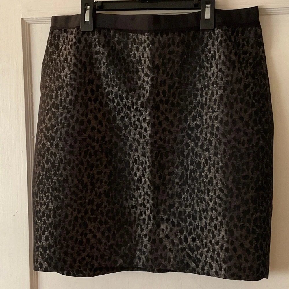 Ann Taylor Black Leopard Pencil Skirt - Picture 1 of 6